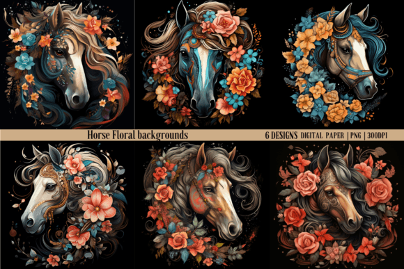 Black Horse Floral Backgrounds: Bold Botanicals for Creative Projects