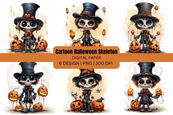 Cartoon Halloween Skeleton Backgrounds for Creative Projects