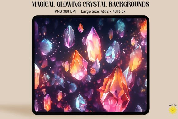 Colorful Glowing Crystal Backgrounds: A Luminous Digital Asset