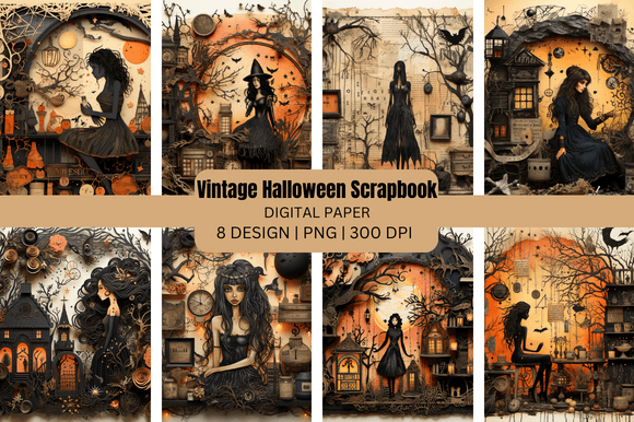 Spooky Elegance: Vintage Halloween Backgrounds for Creators