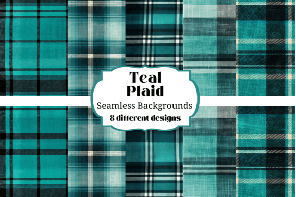 Teal Plaid Flannel Seamless Backgrounds for Cozy Crafts