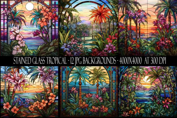 Transforming Digital Projects with Stained Glass Tropical Backgrounds
