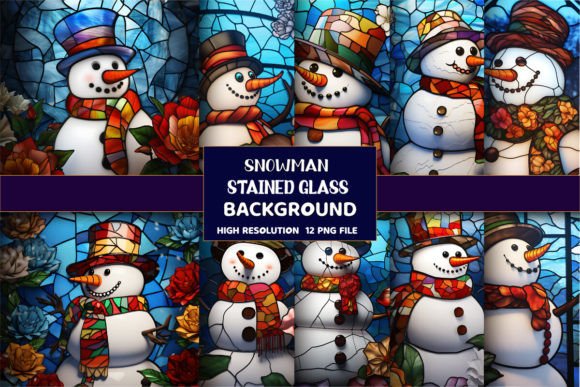 Winter Wonderland in Pixels: The Charm of Snowman Stained Glass Backgrounds